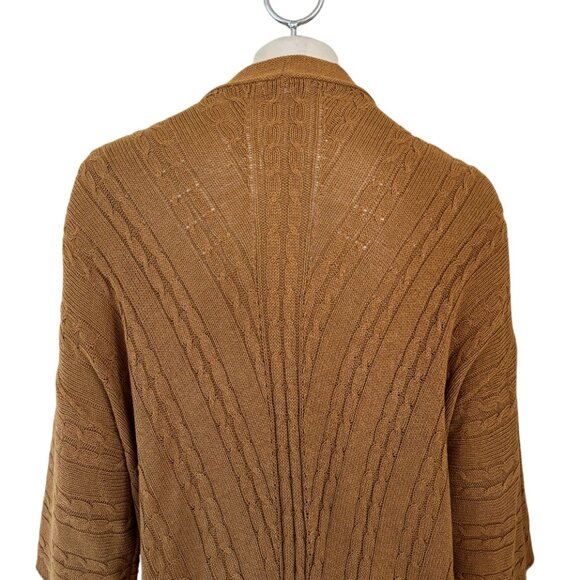 J.JILL Open Front Cable Knit Kimono Cardigan in Butterscotch Brown SZ XL - Picture 6 of 12